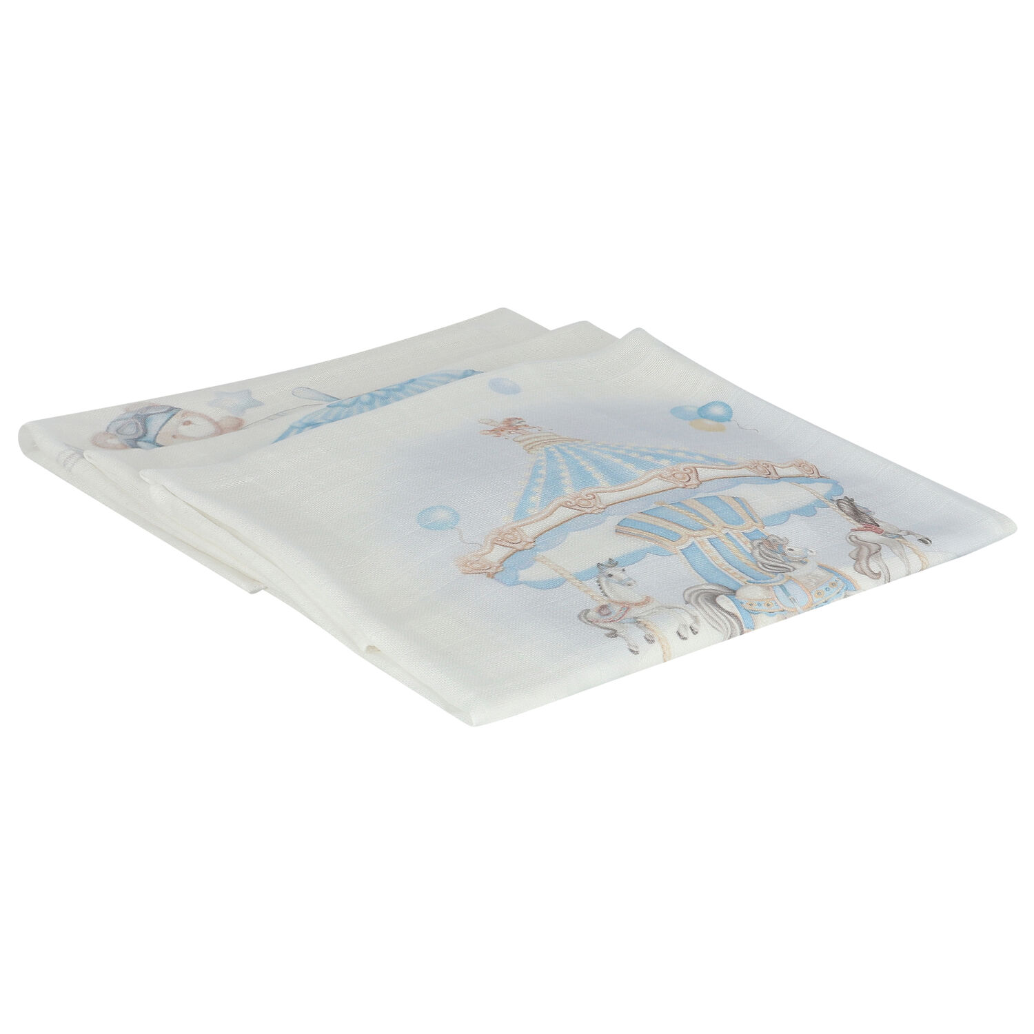 Baby Boys White & Blue Muslin Swaddles (3-Pack), 2, hi-res